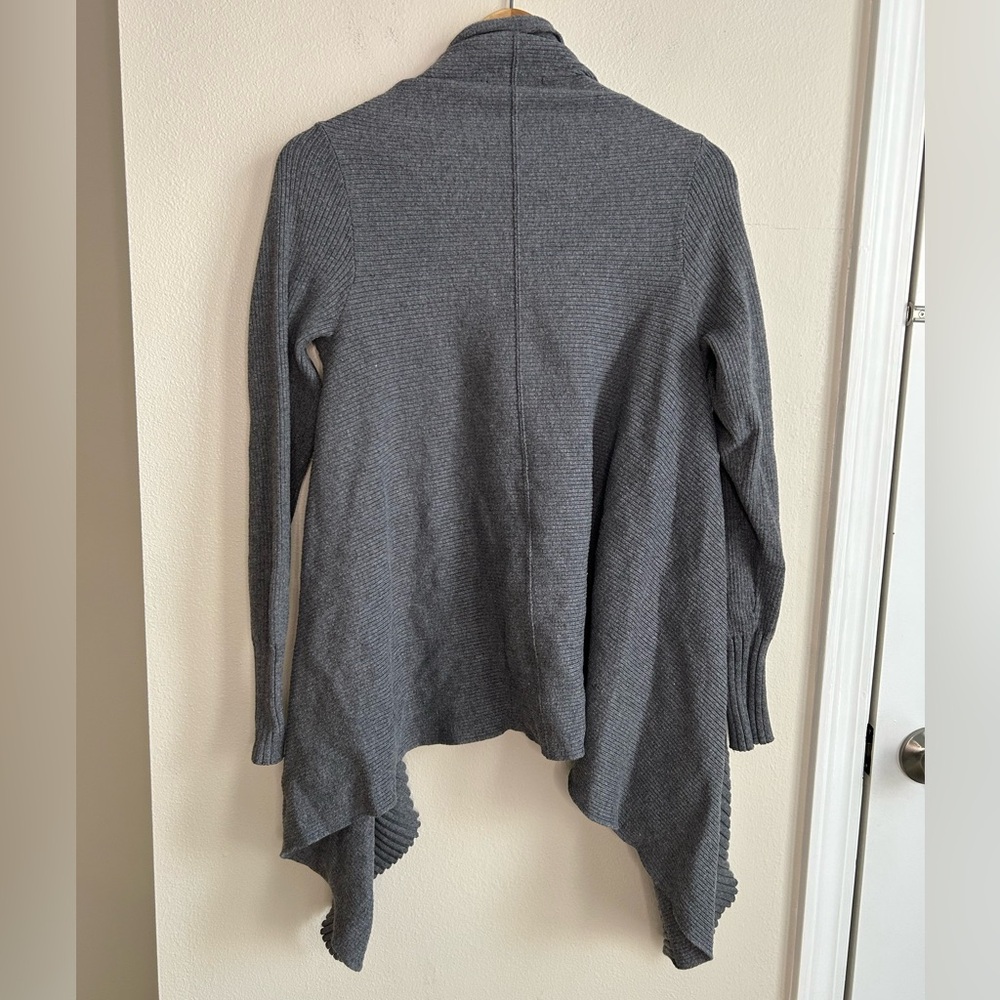ZARA Knit Grey Draped Open Front Cardigan Sweater  Size L Large - Picture 6 of 6